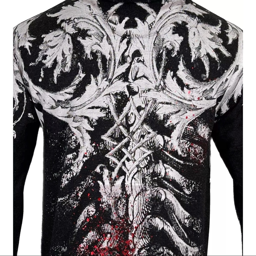 Xtreme Couture by Affliction Men's Hoodie Persimmon Heavyweight Hood Biker - Picture 6 of 8